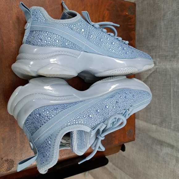 Steve Madden Maxima Lace Up Sneakers Boyfriend Chunky Platform Blue Sz 10 - Picture 10 of 11